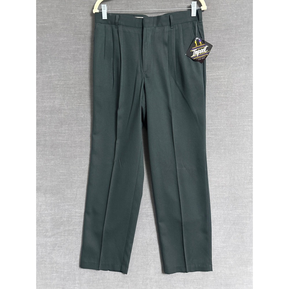 Vintage‎ Impact Pants 32x30 Green Triple Pleat Made in USA Preppy 90s Trousers
